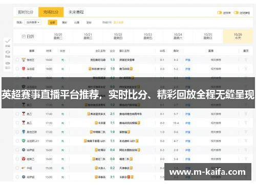英超赛事直播平台推荐，实时比分、精彩回放全程无缝呈现